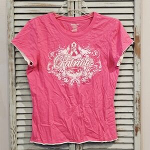 REEBOK NEW ENGLAND PATRIOTS SHIRT Womens L Pink NFL Tee Graphic T-Shirt Football